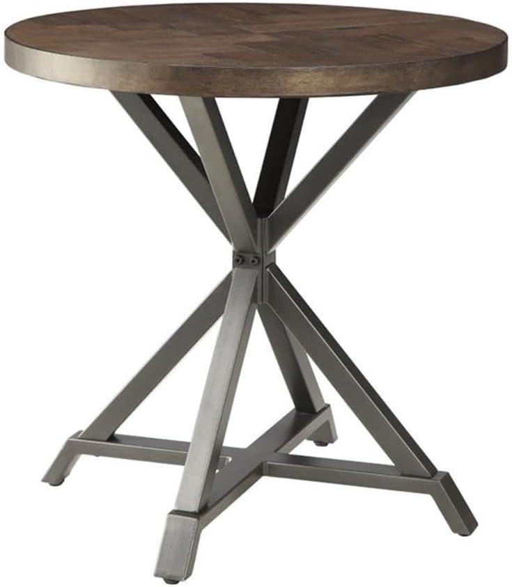 Industrial Brown and Gray Pine Veneer Round Table Set