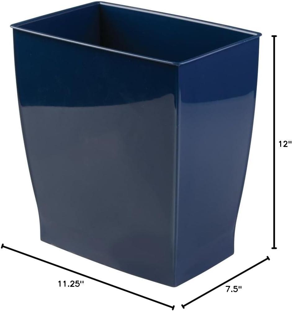 Navy Rectangular Plastic Bathroom Trash Can, 11L