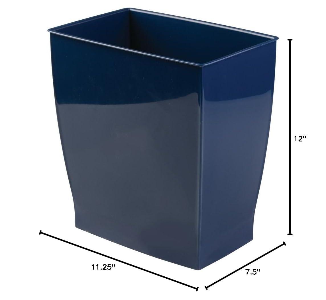 InterDesign Mono Plastic Wastebasket Trash Can - Rectangular, 11L, Navy