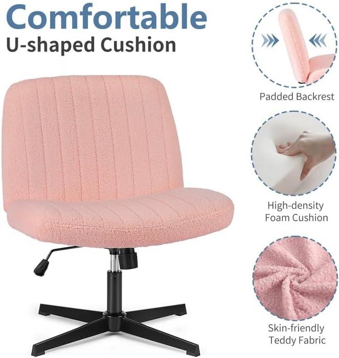 FDW Criss Cross Chair Armless Office Chair No Wheels Modern Swivel Height Adjustable Ergonomic Desk Chair With Wide Seat Computer Task Vanity Chair For Home Office