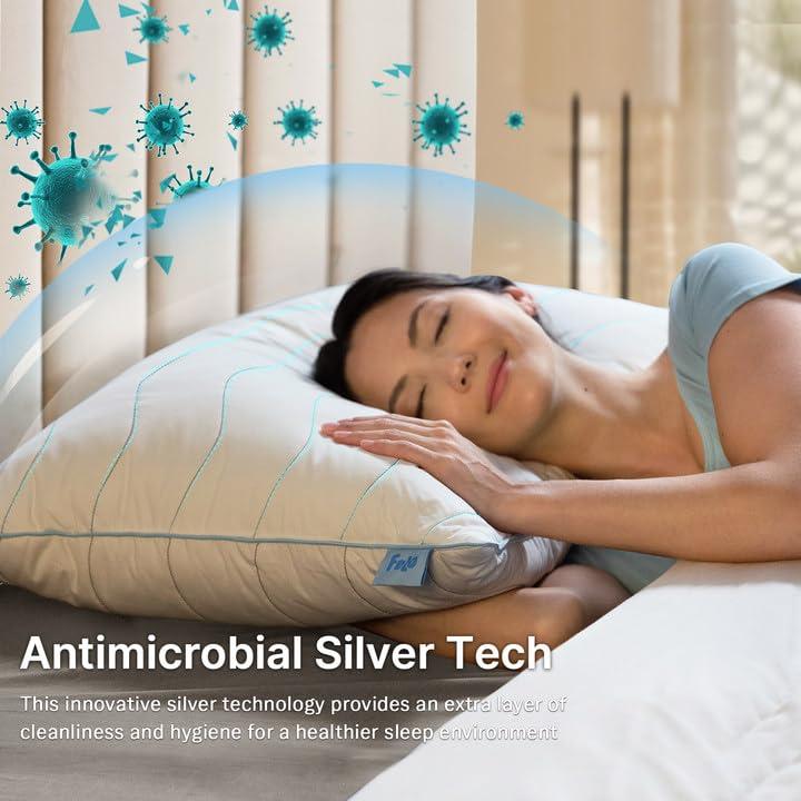 felo Feather Down Pillows Queen Size Set of 2, CloudFusion Goose Pillow for Sleeping, Luxury Hotel Collection Bed Supportive Pillows for Side Back Pain Sleepers, 100% Organic Cotton Shell (20" x 30")