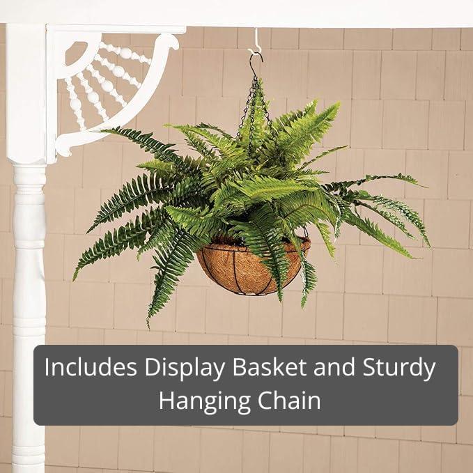 Fox Valley Traders 23 .5” Artificial Fern in Coco Fiber Hanging Basket