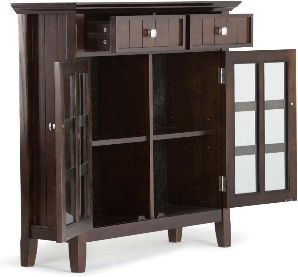 Simpli Home Acadian Solid Wood Entryway Storage Cabinet In Brunette Brown