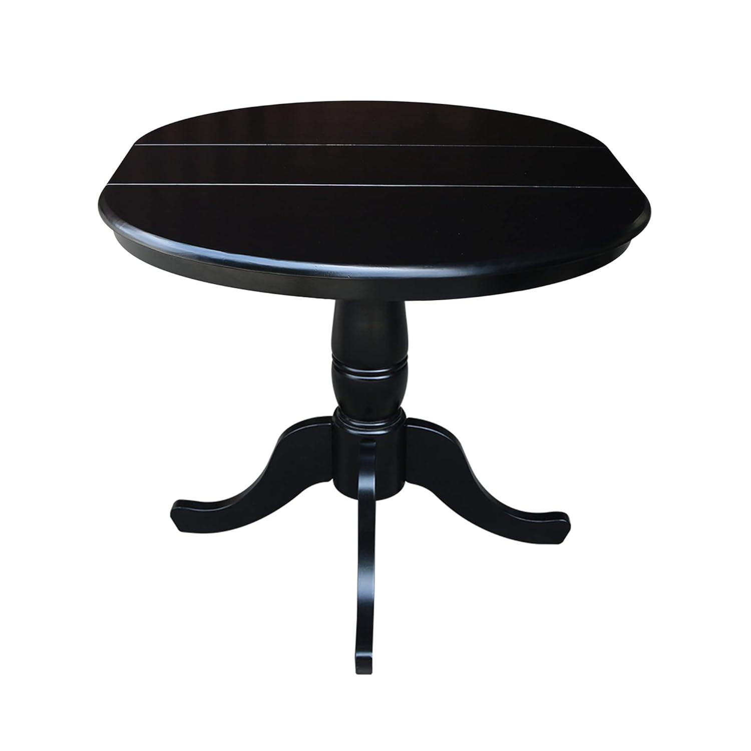 36 in. Round Top Pedestal Counter Height Table with 12 in. Leaf, Hickory & Stone