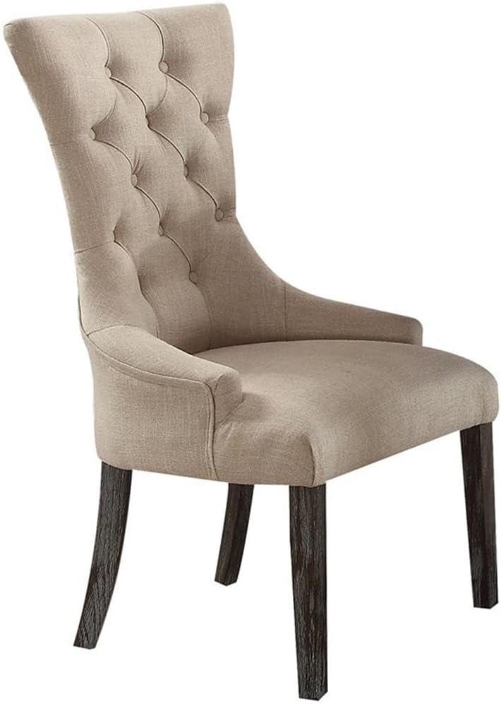 39 in. Gerardo Arm Chair, Beige Linen & Weathered Espresso - Set of 2