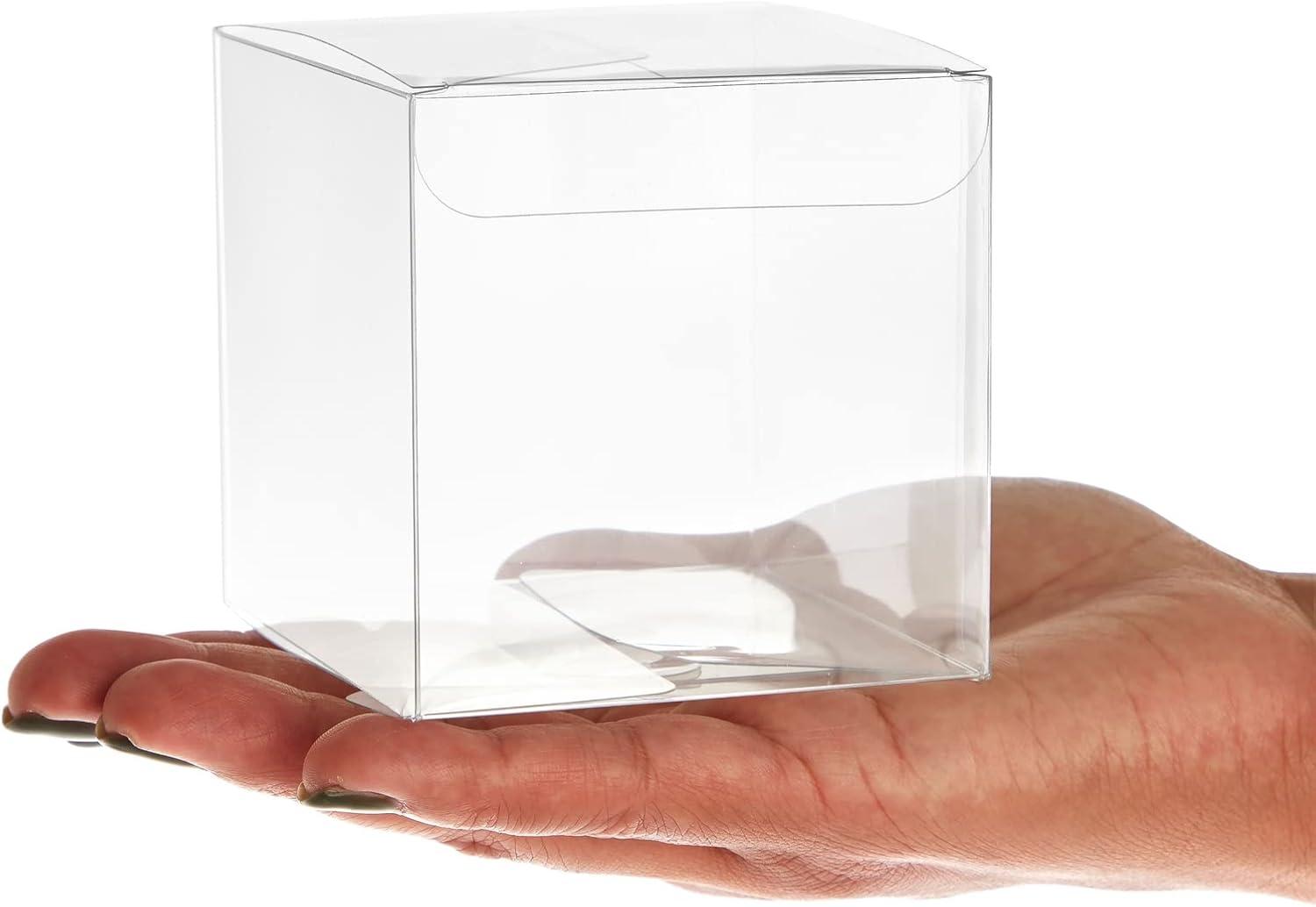 Juvale 50-Pack Clear Gift Boxes - 3x3x3 In Square Plastic Transparent Favor Boxes for Wedding, Baby Shower, Birthday Party