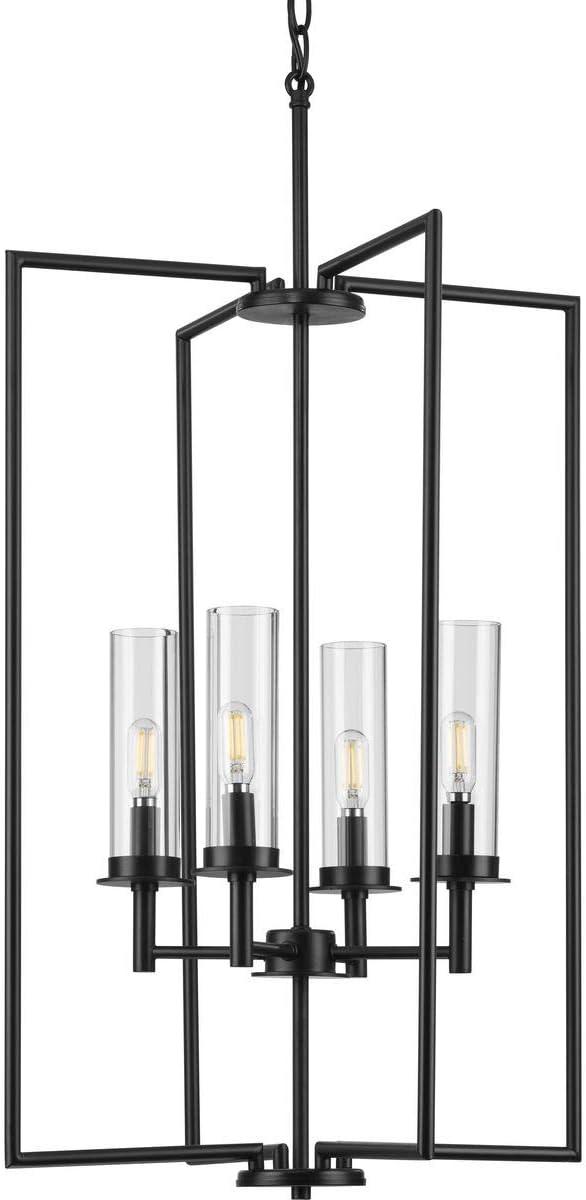 Progress Lighting Kellwyn 4-Light Foyer Pendant, Brushed Nickel, Clear Glass