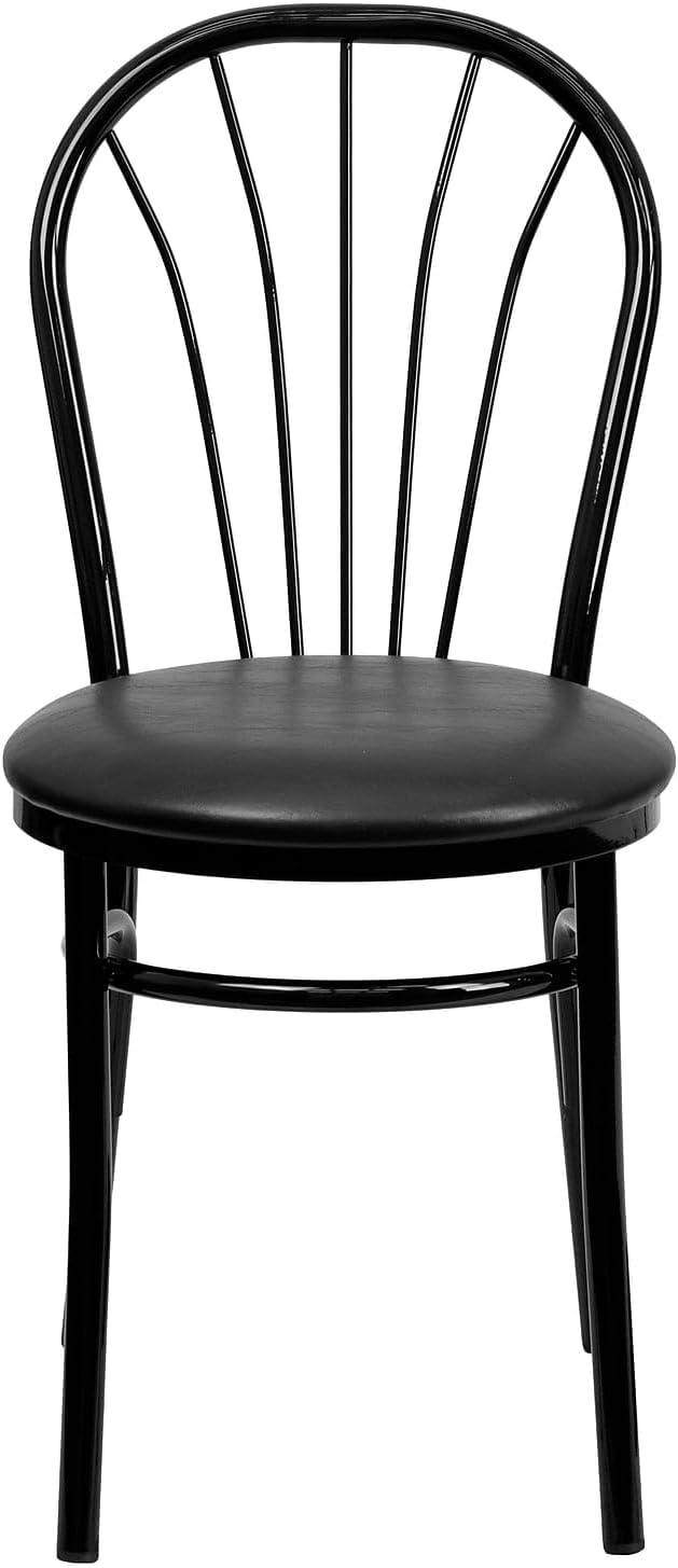 Flash Furniture HERCULES Series Fan Back Metal Chair - Black Vinyl Seat