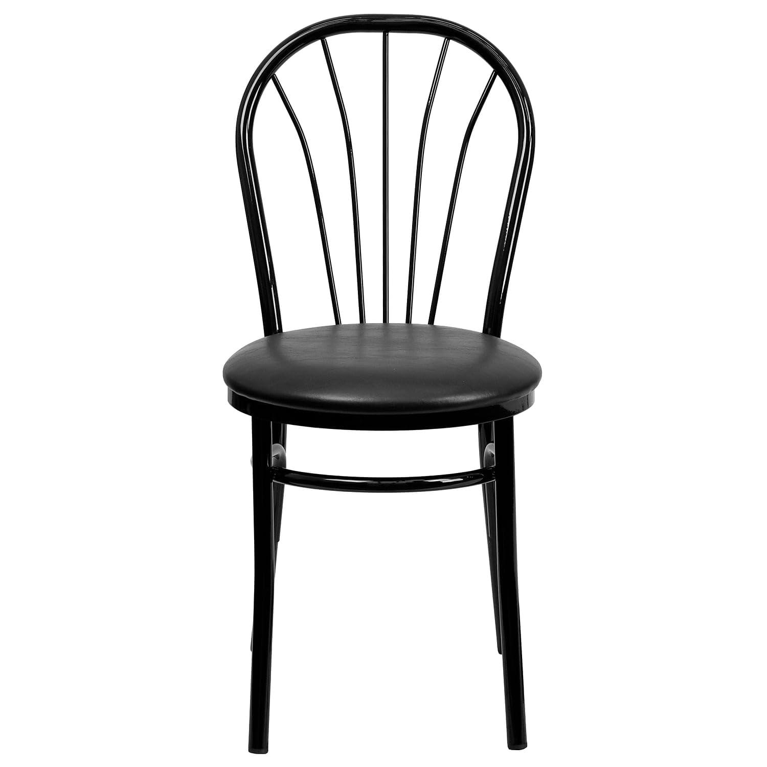 Flash Furniture HERCULES Series Fan Back Metal Chair - Black Vinyl Seat