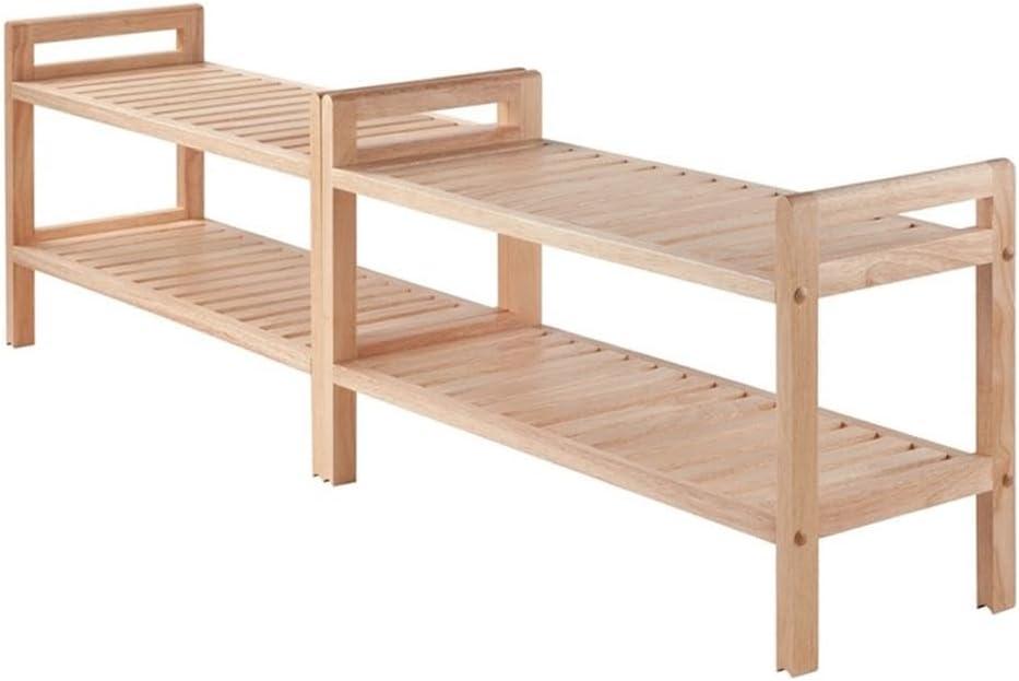 2pc Mercury Stackable Shoe Rack Set Natural - Winsome: Hardwood Organizer for Closet & Entryway