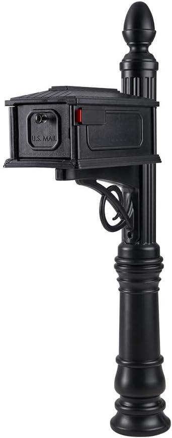 Medium Black Decorative Plastic Post Mount Mailbox