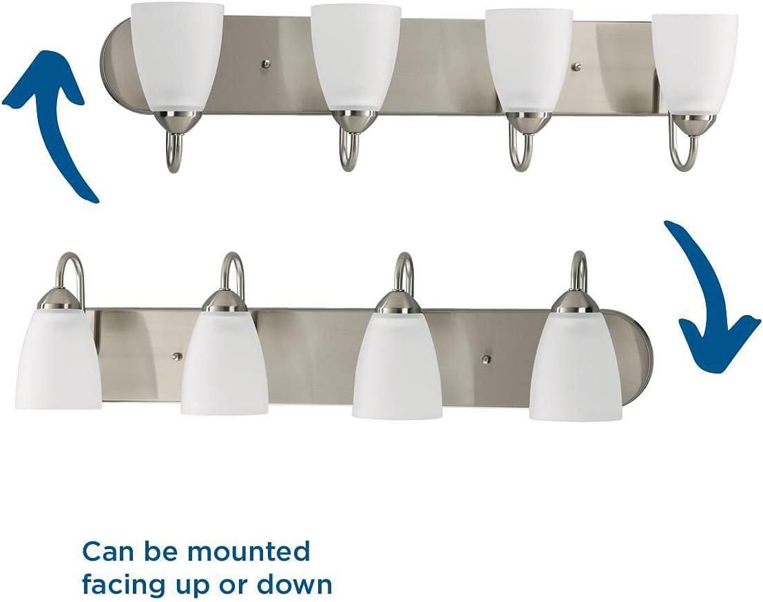 Progress Lighting Gather Collection 4-Light Bath Bracket, Brushed Nickel, Etched Glass Shades