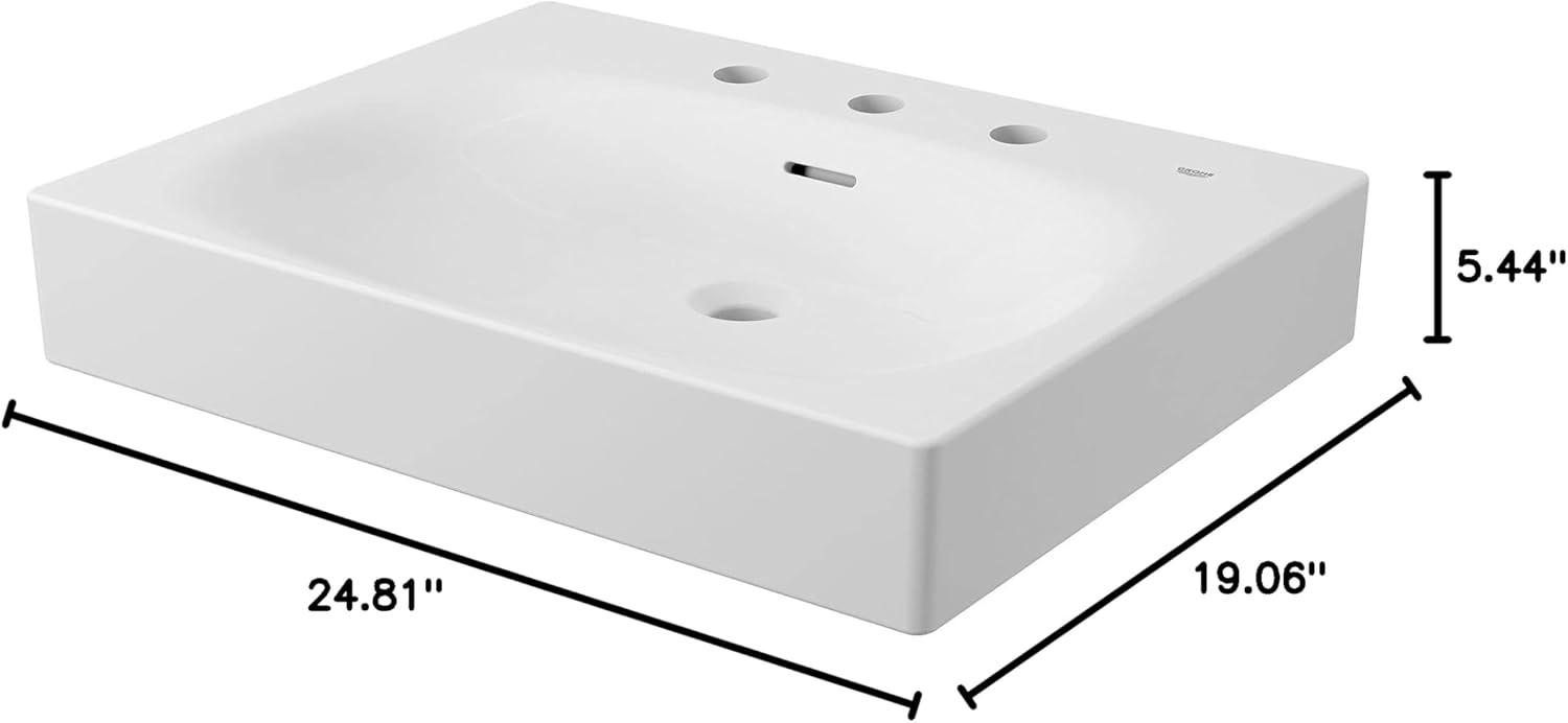 GROHE 39655000 Eurocube® Alpine White Rectangular Wall Mount Bathroom Sink with Overflow