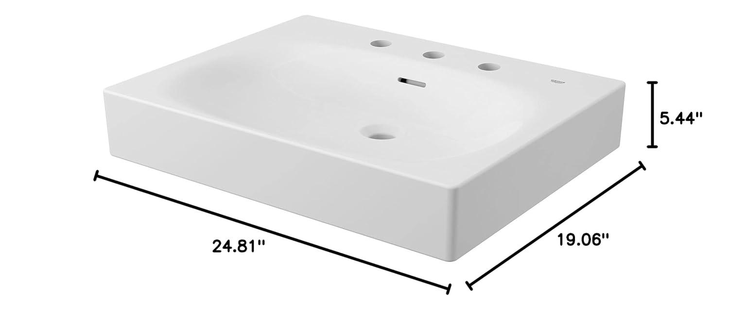 GROHE 39655000 Eurocube® Alpine White Rectangular Wall Mount Bathroom Sink with Overflow
