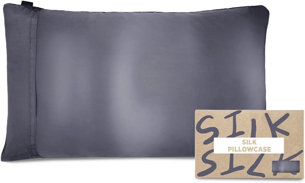 Discover Night LLC NIGHT Silk Washable Pillowcase - Luxury Mulberry Silk Pillow Covers for Skin and Hair Silver - King