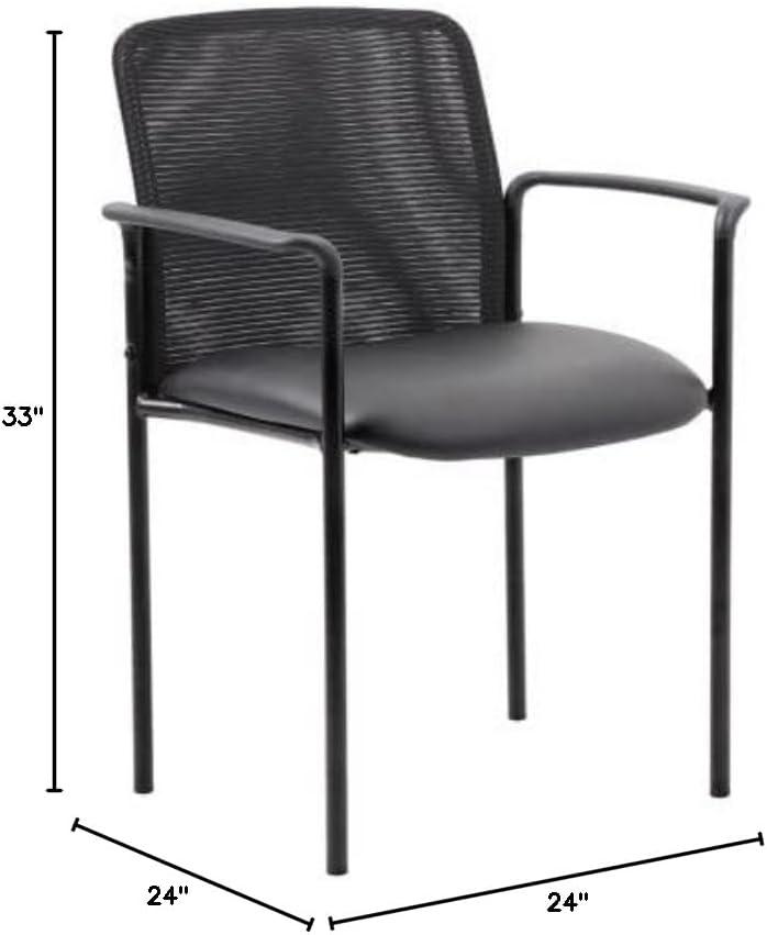 Guest Chair Black - Boss Office Products: Modern Upholstered Office Seating with Lumbar Support, Fixed Arms