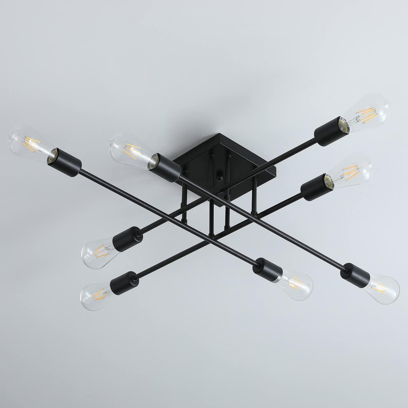 Aiwen 8 Lights Metal Sputnik Semi Flush Mount Ceiling Lamp Modern Home Decoration Light Fixture