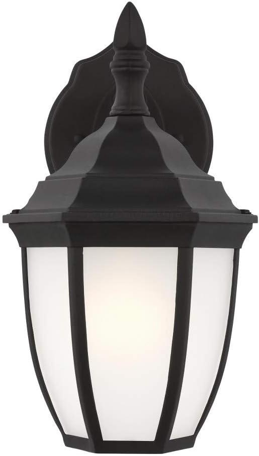 Black Satin Etched Glass Outdoor Wall Lantern