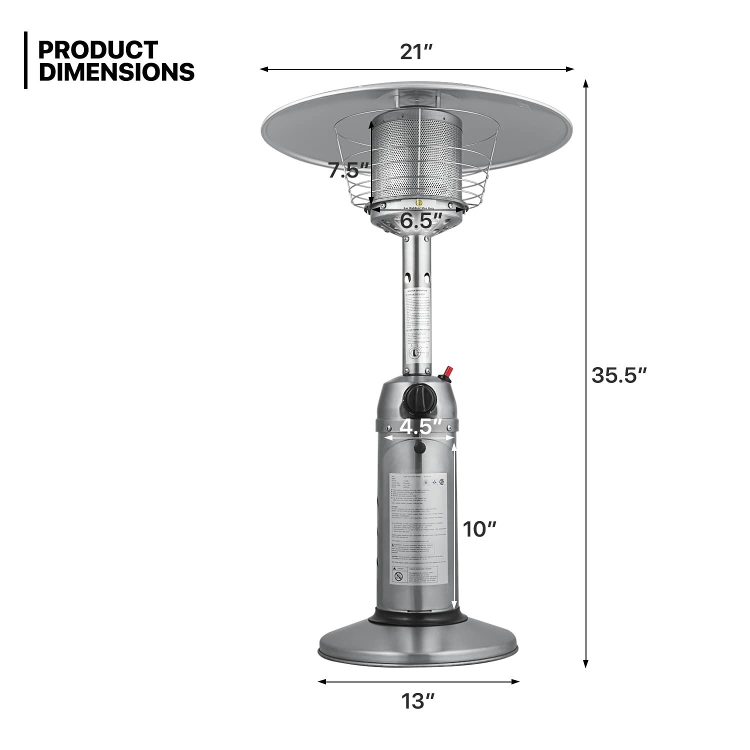 MoNiBloom Propane Gas Patio Heater, Outdoor 11,000 BTU Table Top Heater with Pilot Light for Garden Backyard