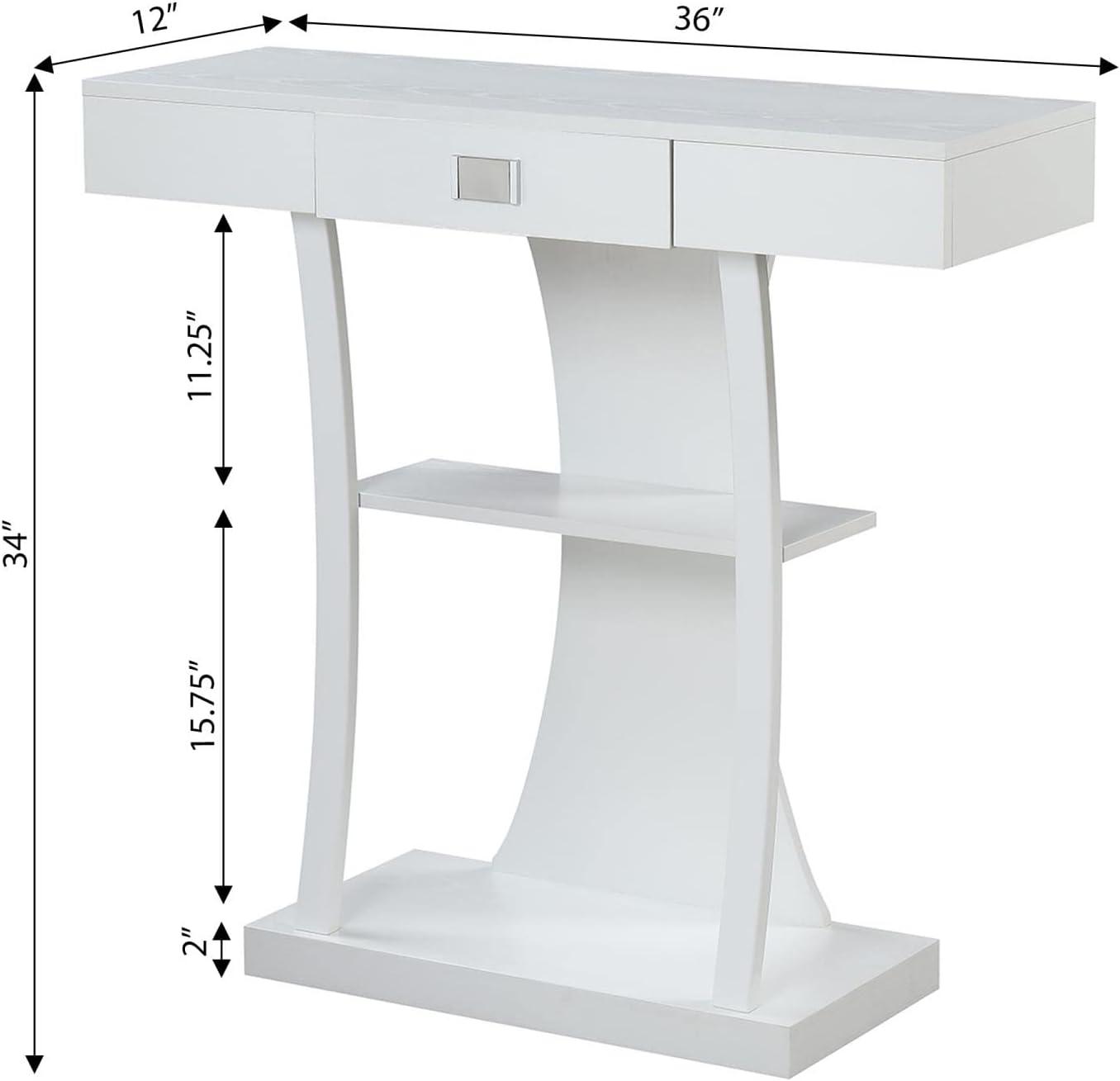 Newport Charcoal Gray 3-Tier Console Table with Storage Drawer