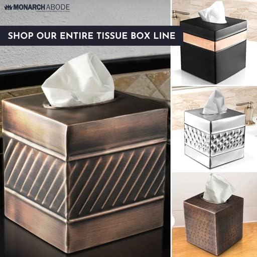 Monarch Abode Tissue Box Cover, Hand Hammered, Metal, Square Tissue Box Holder, Black