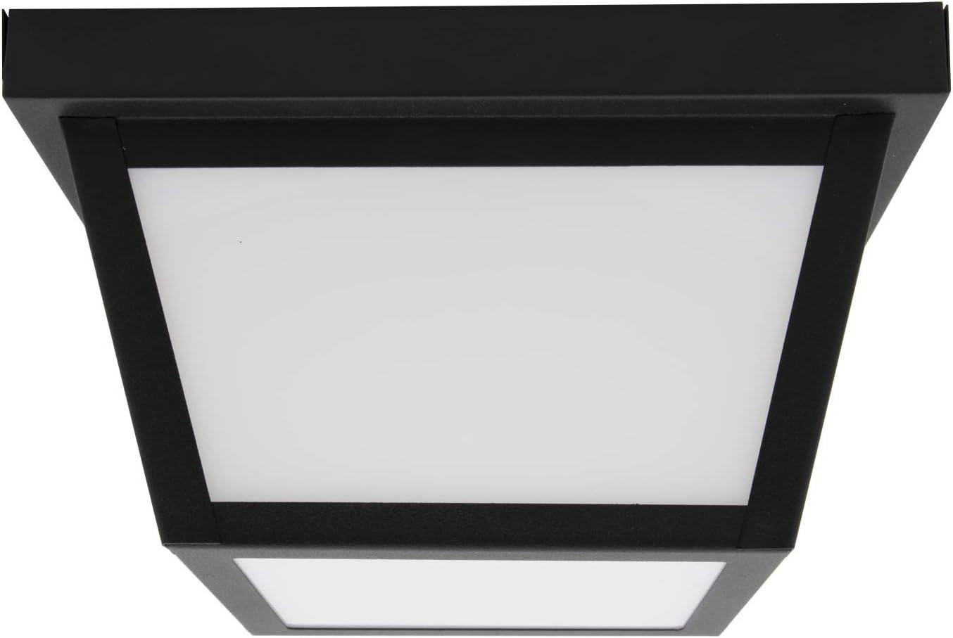 Maxxima LED Outdoor Porch Ceiling Light, Black w/ Frosted White Lens, 1000 Lumens, 3000K Warm White