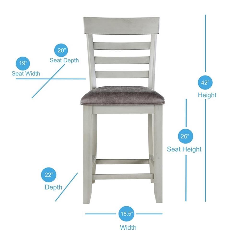 Set of 2 26" Hyland Counter Height Barstools Gray - Steve Silver Co.: Upholstered, Rubberwood Legs