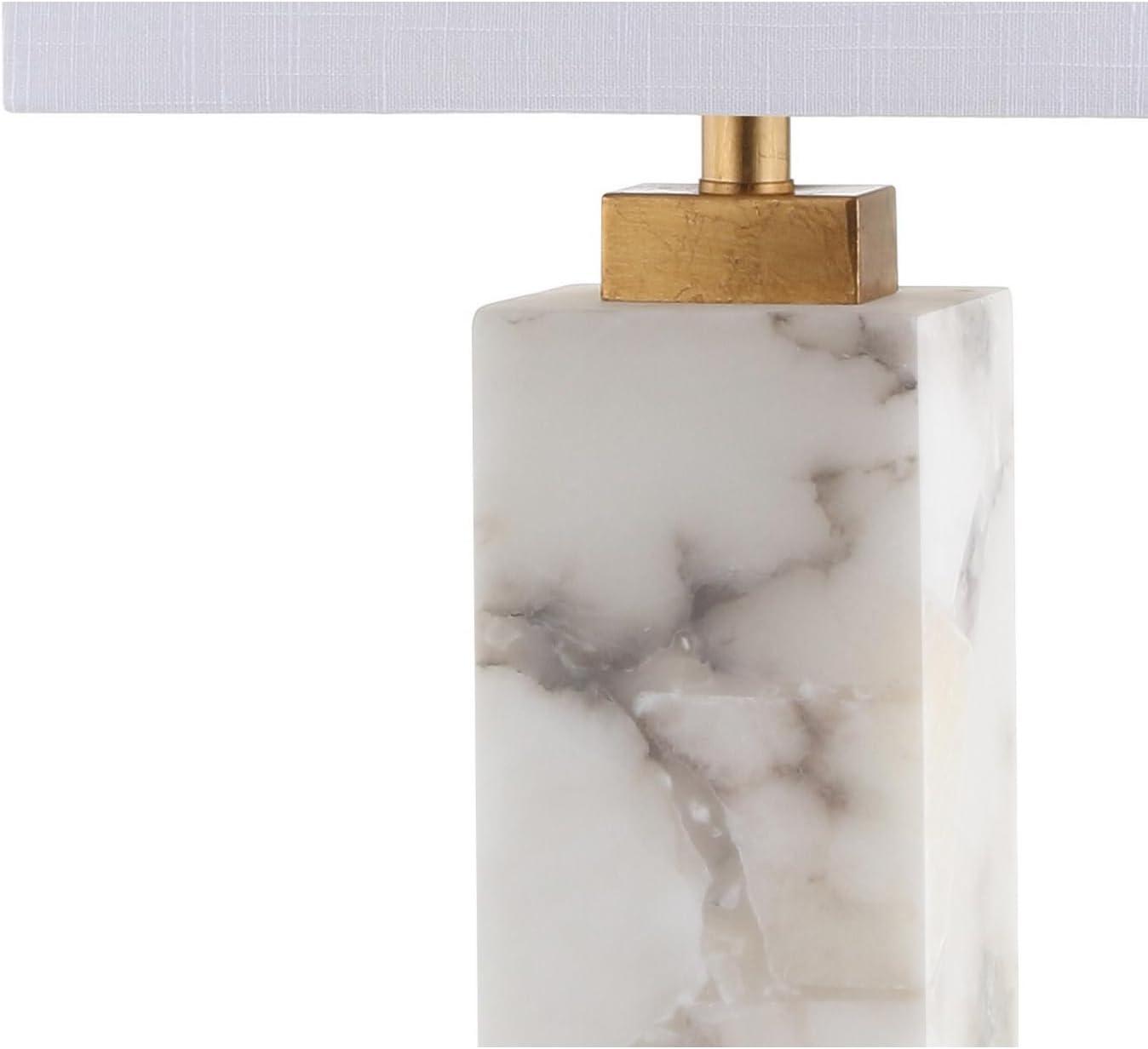 Elizabeth 27.5" White Alabaster and Gold Leaf Table Lamp