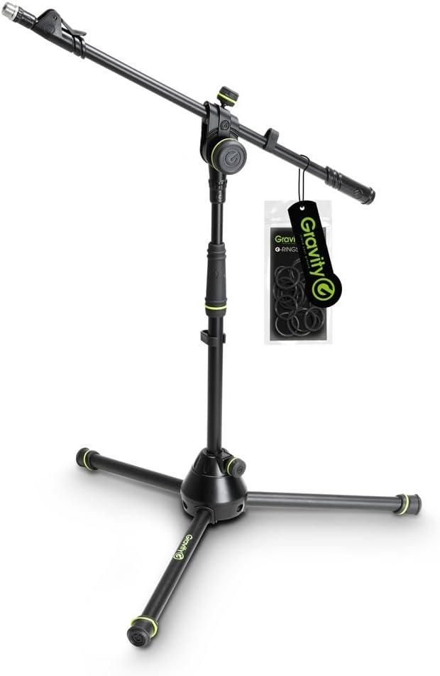 Gravity Stands Microphone Stand With Folding Tripod Base And 2-Point Adjustment Telescoping Boom Short