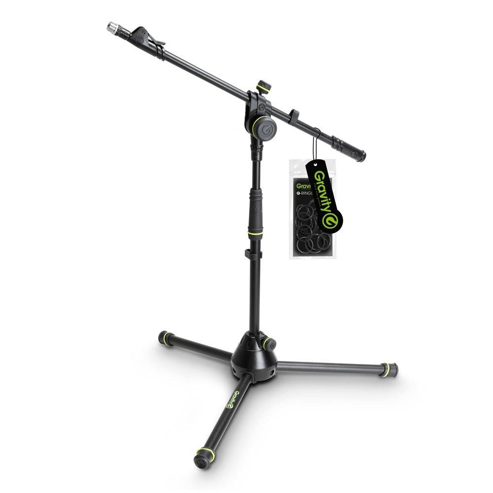 Gravity Stands Microphone Stand With Folding Tripod Base And 2-Point Adjustment Telescoping Boom Short