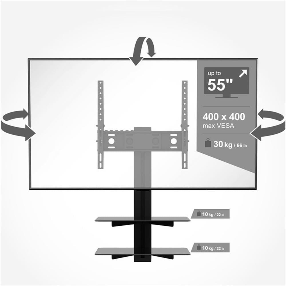 AVF ESL422B-T Tilt and Turn TV Mount with 2 AV Shelves, and Cable Management System for 25-Inch to 47-Inch TV - Black