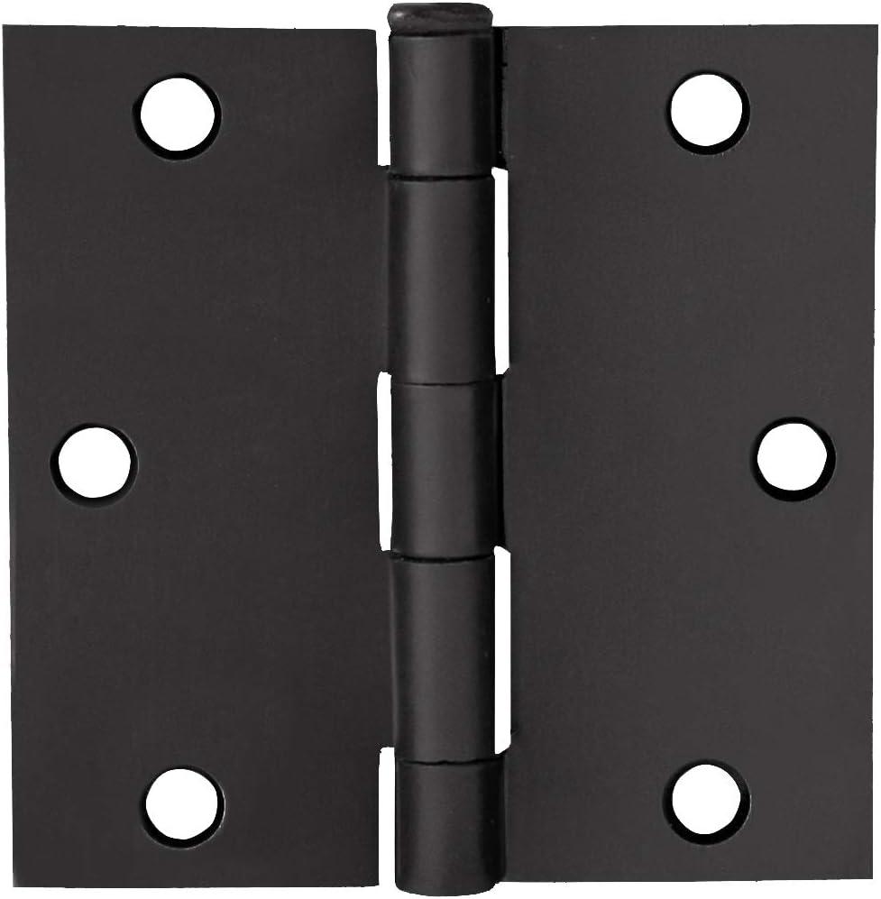 Matte Black Steel Square Corner Door Hinges 3-Pack