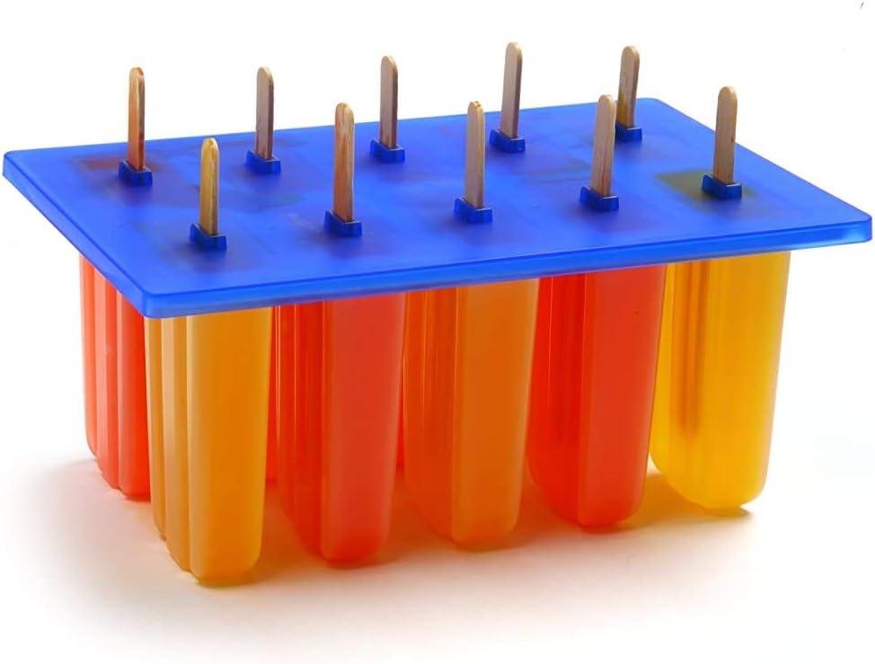 Blue and White BPA-Free Plastic Popsicle Maker with Wooden Sticks