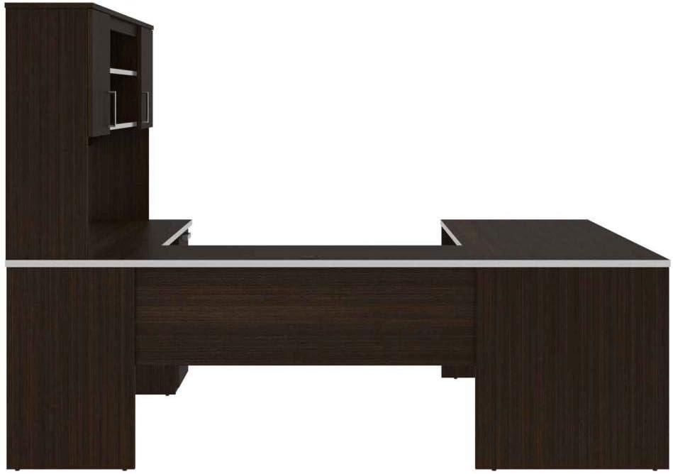 Bestar Ridgeley U Shaped Desk in Dark Chocolate & White Chocolate