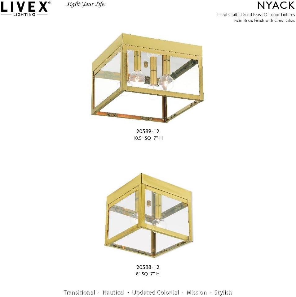 Livex Lighting Nyack 4 - Light Flush Mount in  Satin Brass