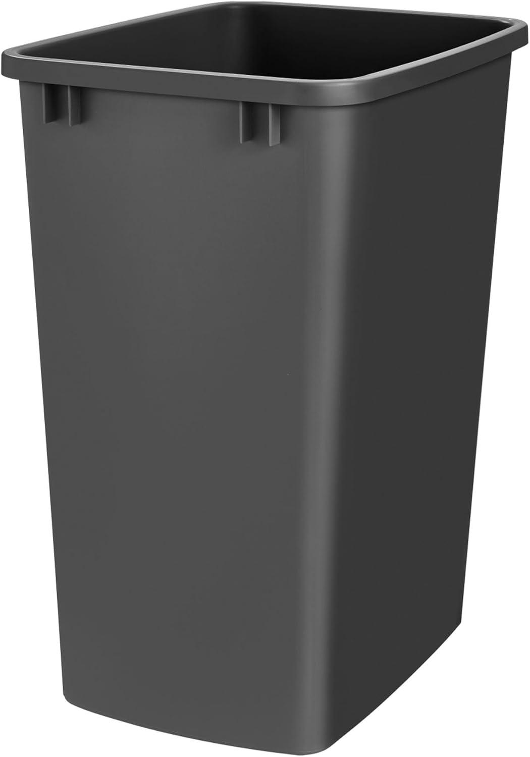 35 Qt Under Sink Garbage Can for Base Kitchen and Bathroom Cabinet, Replacement Plastic Trash Bin for Laundry Rooms, Black, RV-35-18-52