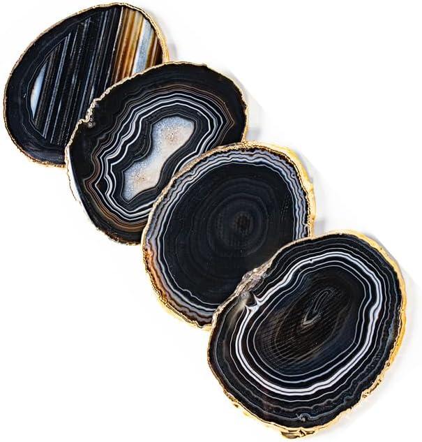 ANNA New York Entertainment Agate Round 4 Piece Coaster Set