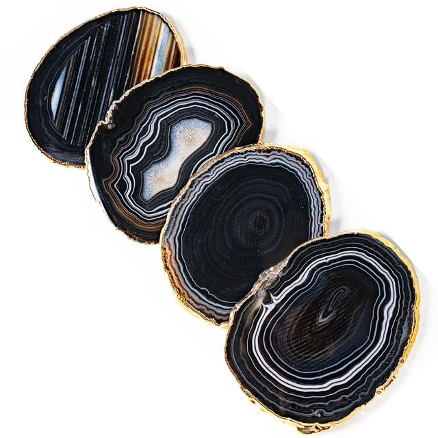 ANNA New York Entertainment Agate Round 4 Piece Coaster Set