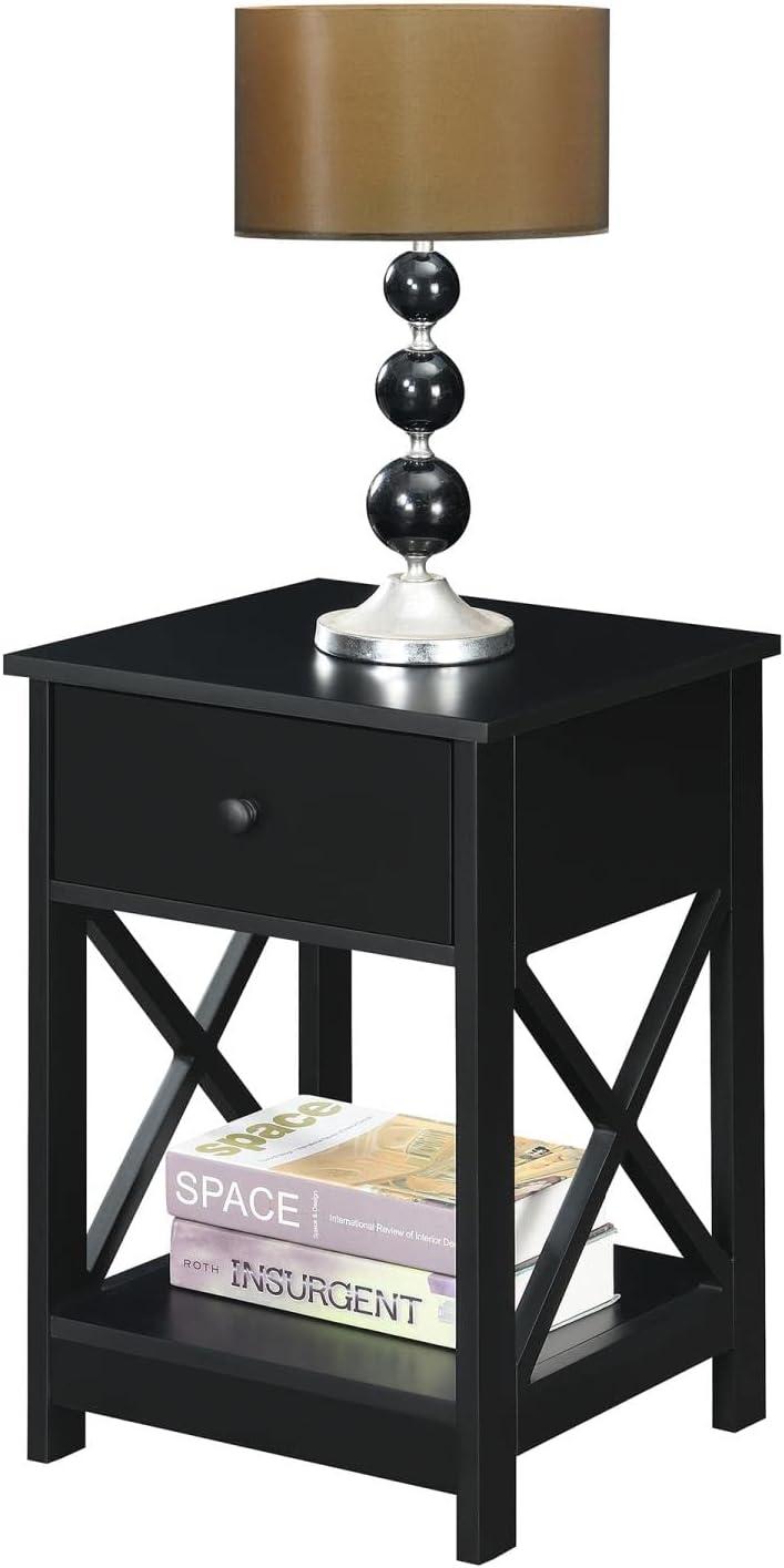 Oxford 1 Drawer End Table, Black