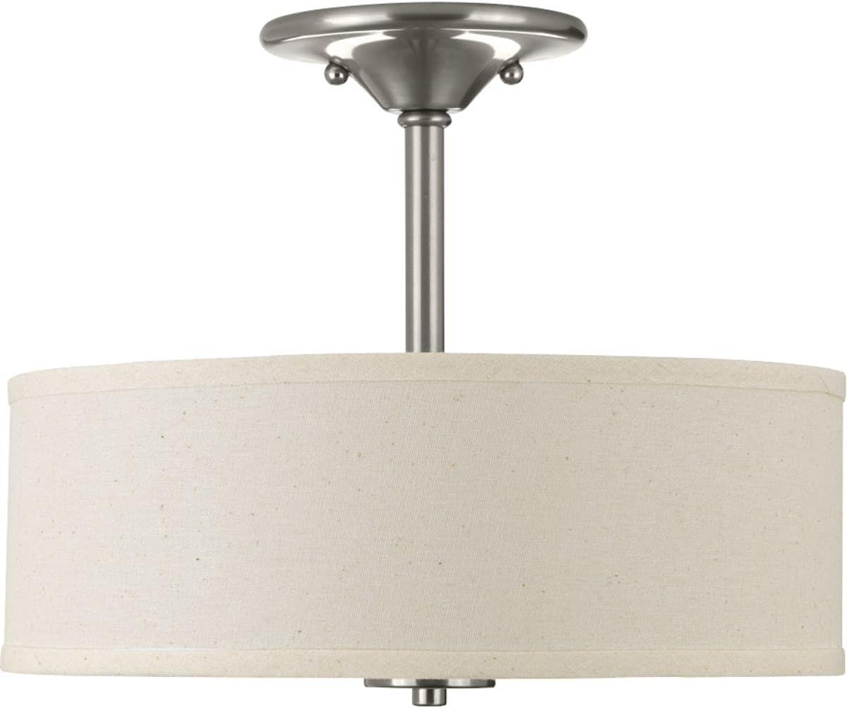 Progress Lighting, Inspire Collection, 2-Light Semi-Flush Mount, Brushed Nickel, Linen Shade