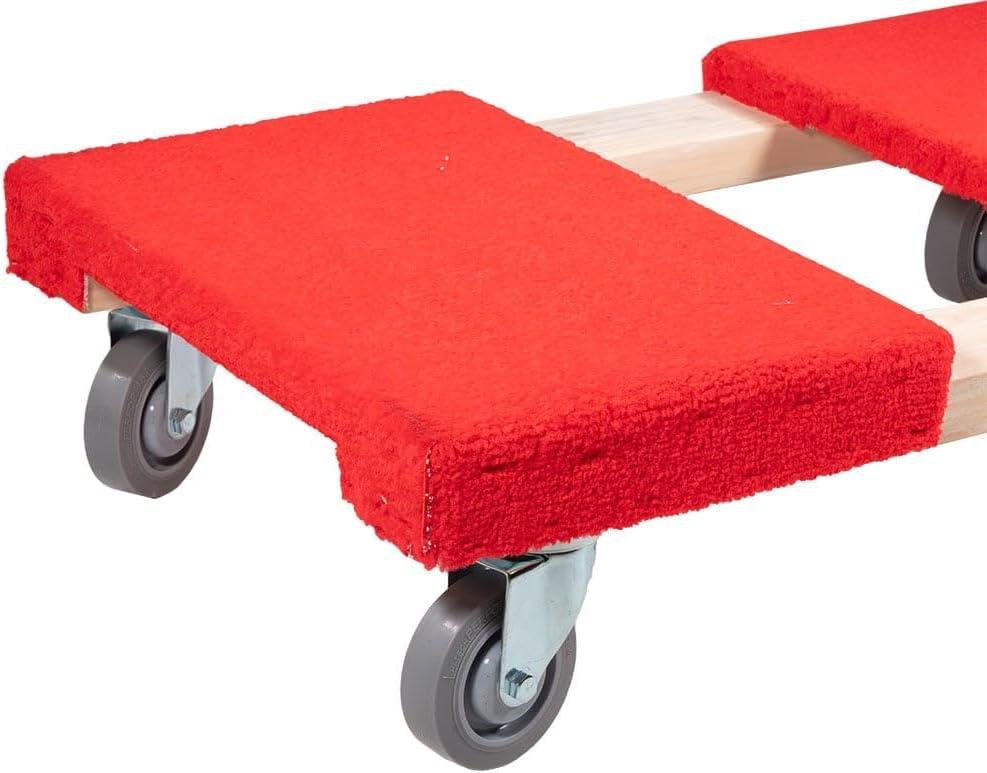 19" x 32" Carpeted Furniture Dolly 4 Wheels 1000 lbs. - Hardwood and Plywood Piano Moving Office Dolly with 3.5" x 4" Swivel Casters Mover