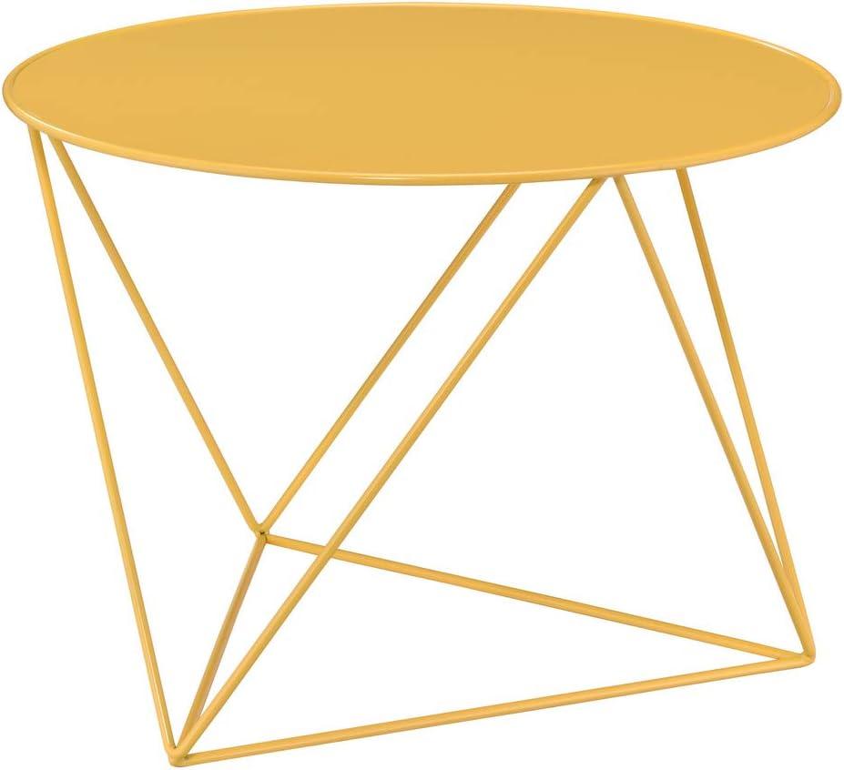 Epidia Accent Table Yellow - Acme Furniture: Modern Geometric Metal Base, 17" High