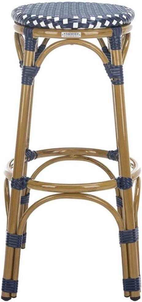 Kipnuk Barstool - Indoor/Outdoor - FOX5211 - Navy/White - Safavieh