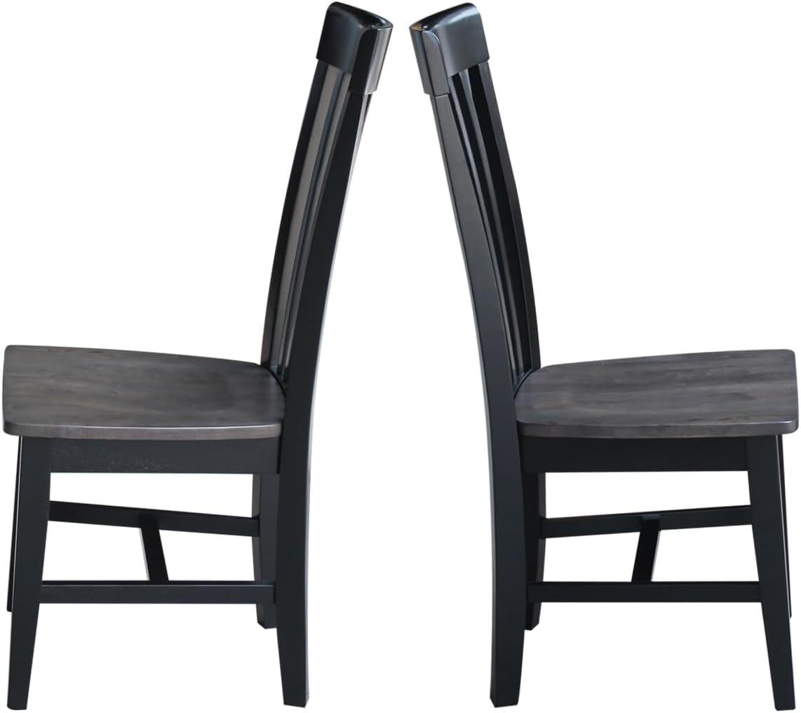 Cosmo High Slat-Back Solid Wood Side Chair in Coal Black