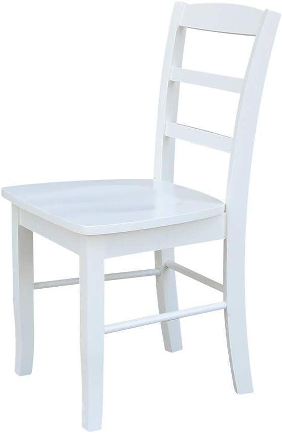 3pc Dining Table with 2 Ladderback Chairs White/Natural – International Concepts: Solid Wood, Square, Non-Extension