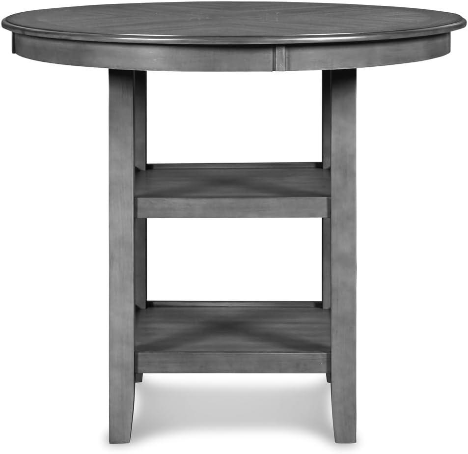 New Classic Furniture Gia 5-Piece Wood Round Counter Dining Set, 1 Counter Dining Table And 4 Chairs, 42 Inch, Gray
