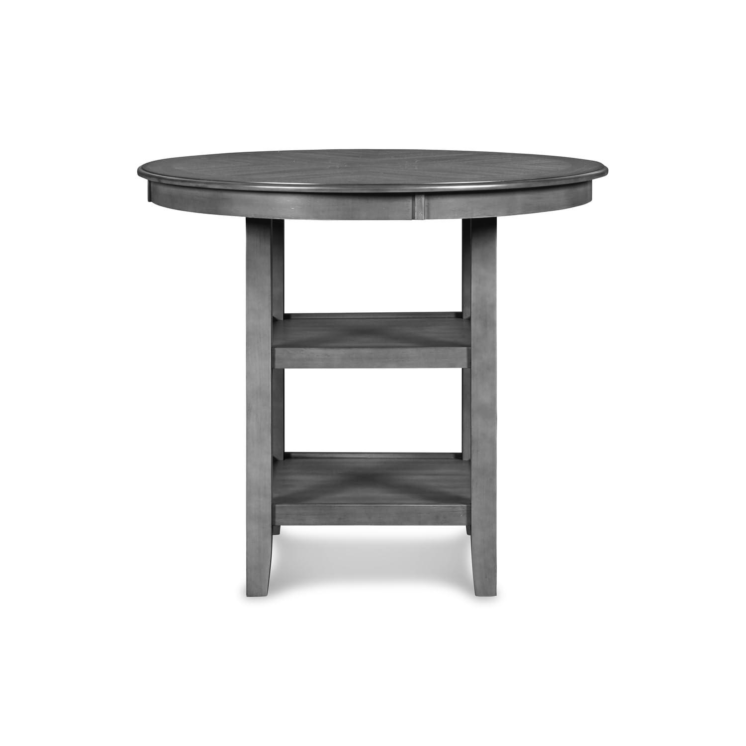 New Classic Furniture Gia 5-Piece Wood Round Counter Dining Set, 1 Counter Dining Table And 4 Chairs, 42 Inch, Gray