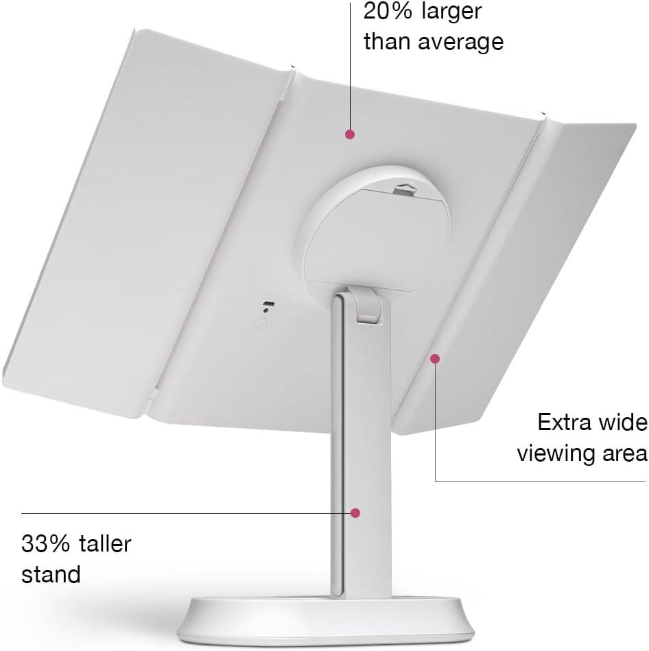 White LED Trifold Magnifying Makeup Mirror with Touch Sensor