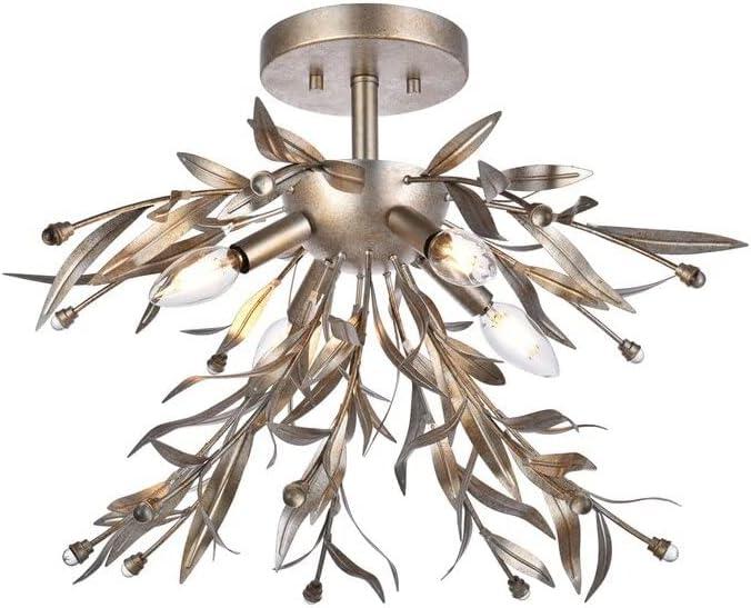 Elegant Lighting Priscilla 18.5 inch flush mount in silver leaf