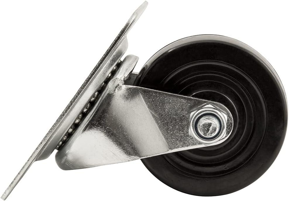 3" Heavy-Duty Black Rubber Swivel Caster Wheel